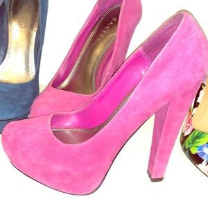 Pink Bakers Suede Heels